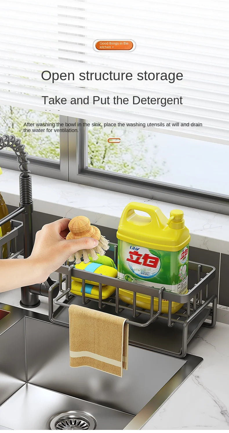 Estante de acero inoxidable para cocina, escurridor de esponjas, escurridor de fregadero, artículos de lavado de platos, almacenamiento de paños de cocina, escurridor