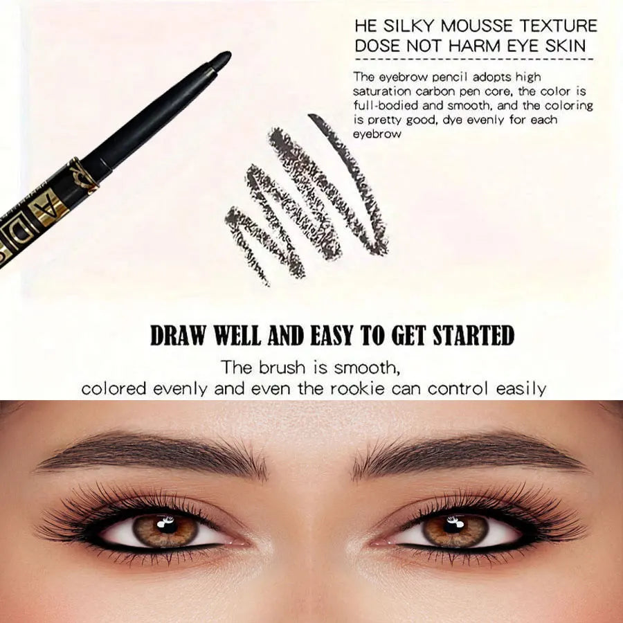 3Pcs Black Eyeliner Pencils -Waterproof, Sweatproof & Smudge-Proofwith Easy Twist Application For Flawless Eye Makeup