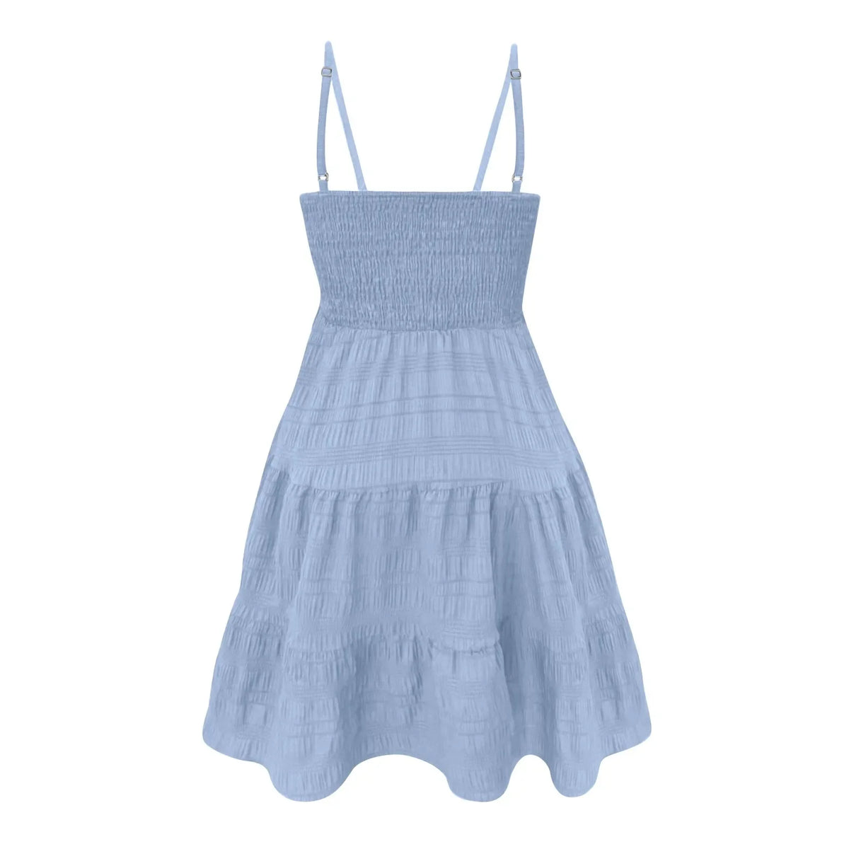 Bohemian Beach Sundress Women Sexy Sleeveless Backless Big Swing Mini Dress Solid Spaghetti Strap Ruffles Dress Summer Vestidos