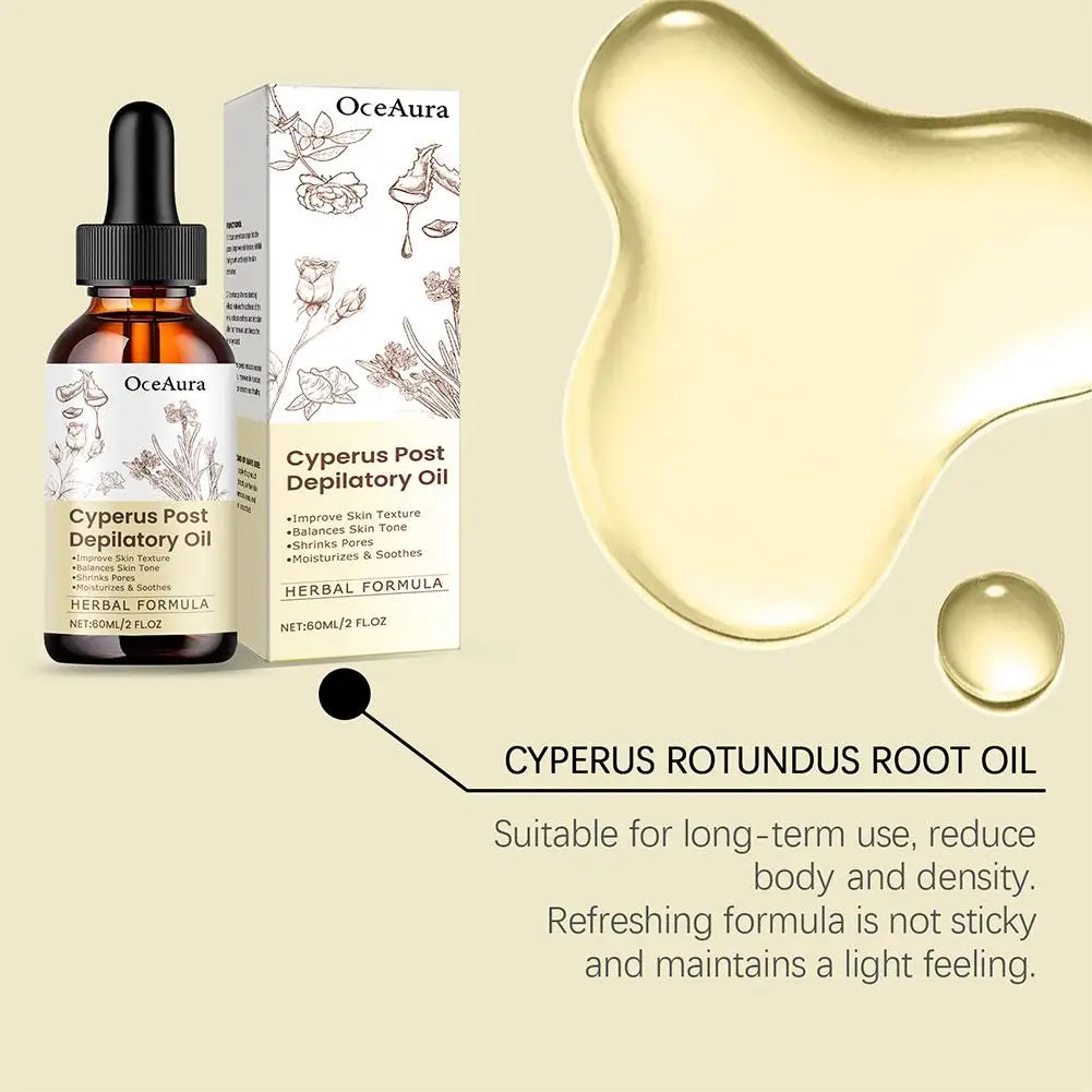 Natural Cyperus Rotundus Essential Oil 60ml for Hair Removal Moisturizing Soothing Skin Reducing Body Hair Painless After