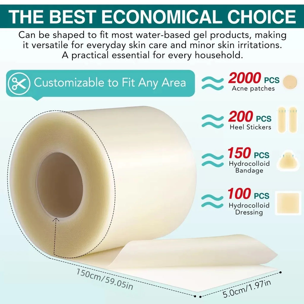 Pimple Patch Artificial Skin Wound Dressing Freely Cuttable Skin-Friendly Adhesive Keep Wound Clean 1 Roll Value Pack.
