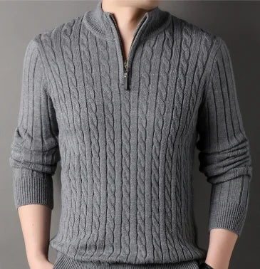 Mens Casual Knit Sweater Premium Warmth With Customizable Fit For Men And Everyday Comfort