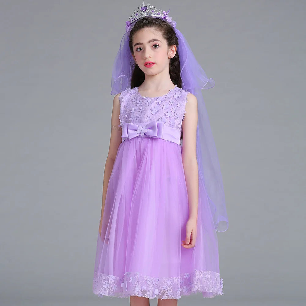 Elegant Flower Girls Princess Dresses Tulle Wedding Christmas Party Birthday Prom Dress for Kids Teens Children Clothing Vestido