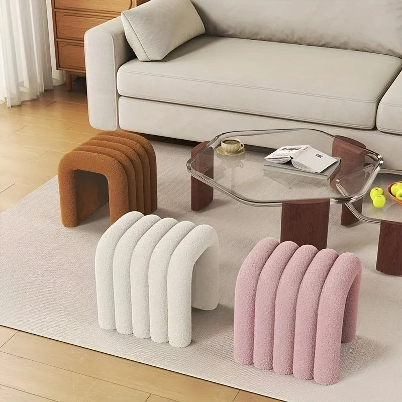 Modern Stool, Luxury Velvet Footrest & Makeup Bench, Versatile Accent Stool for Living Room, Bedroom, Hallway Decor