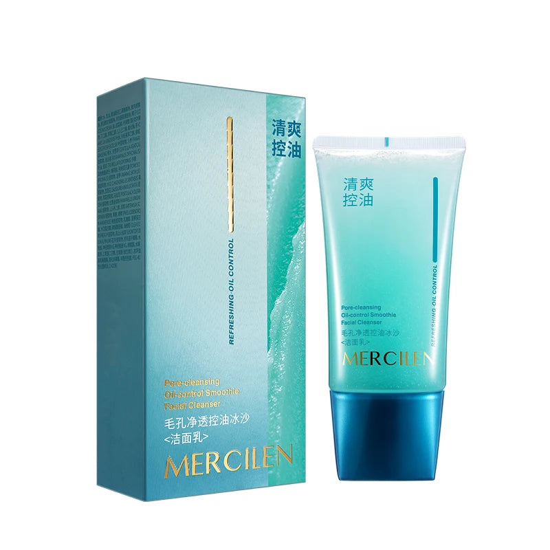 Mercilen Pore Cleansing Oil Control Smoothie Cleanser 150g, Contains Vitamin E, Salicylic Acid, and Collagen to Deeply Cleanse Dirt, Remove Makeup, and Clean the Skin Without Making It Tight, Leaving the Skin Hydrated and Cle