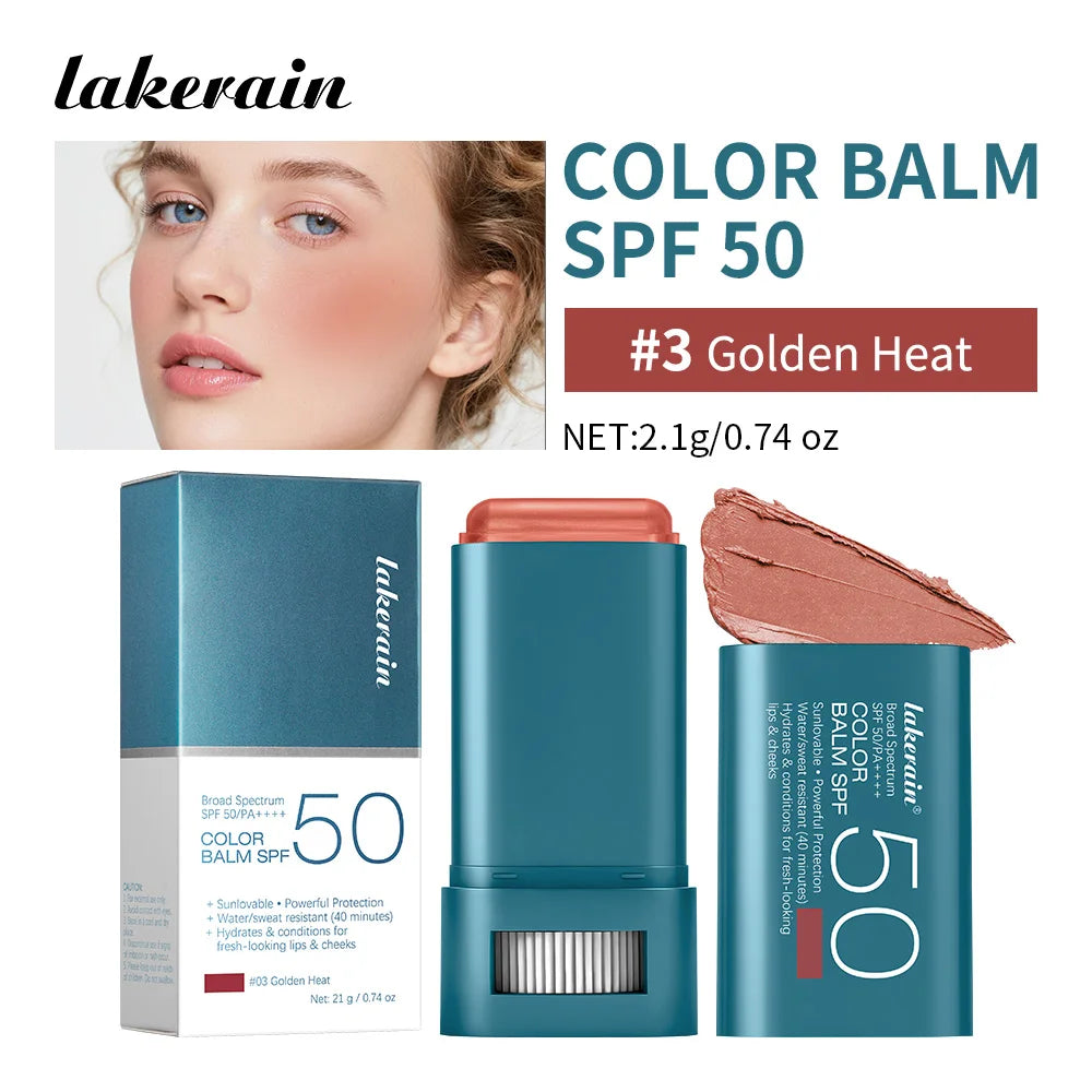 Sunscreen SPF 50 Blush Stick Long-Lasting Waterproof Tinted Blush for Glowing Cheeks Sun Protection & Natural Flush Face Makeup