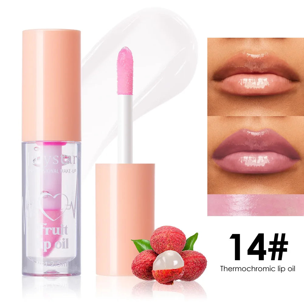 10Color Fruit Flavor Temperature Changing Lip Oil Set Hydrating Glossy Lip Gloss Brightening Water Light Lip Makeup Cosmetic Kit