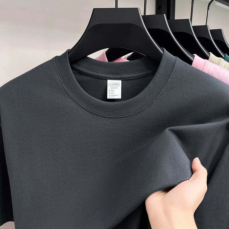 Men's 100% Cotton Short Sleeve T-Shirt - Casual Solid Color O-Neck