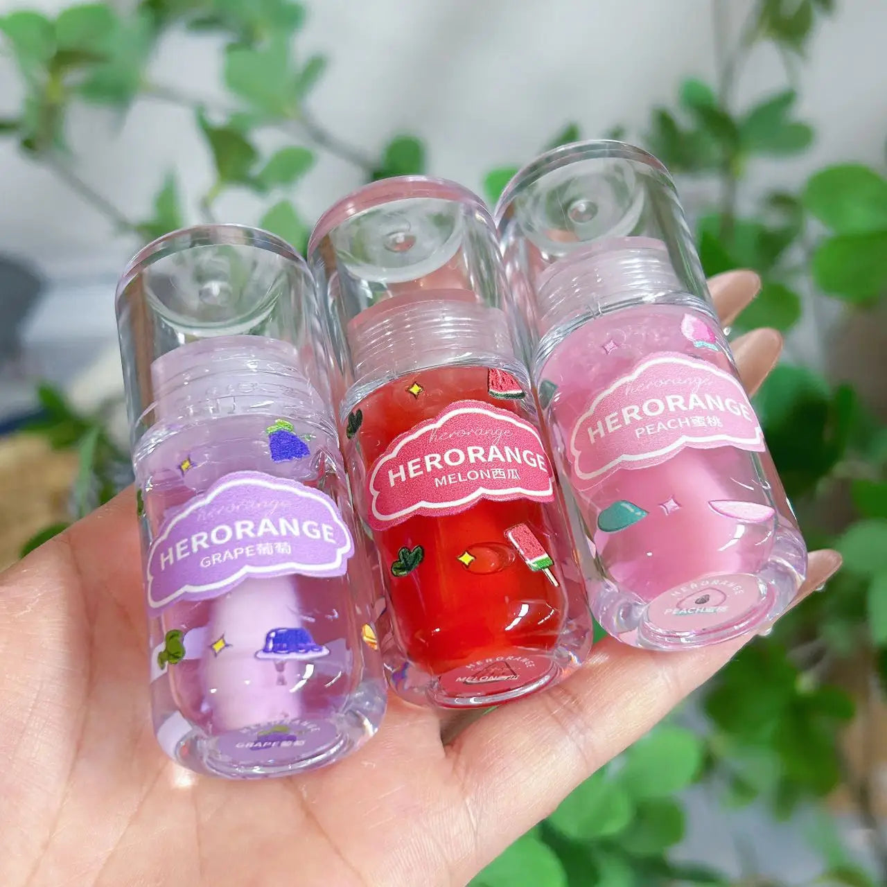 Herorange Multi-Use Fruit Lip Oil - Lip Primer & Top Coat, Moisturizing Hydrating, Dewy Plump "Dudu Lips" Lip Gloss