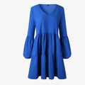 plus Size Autumn Clothes 2024 Women's V-Neck Long Sleeve Dress Ladies Fashionable Elegant Style Single Piece All Seasons