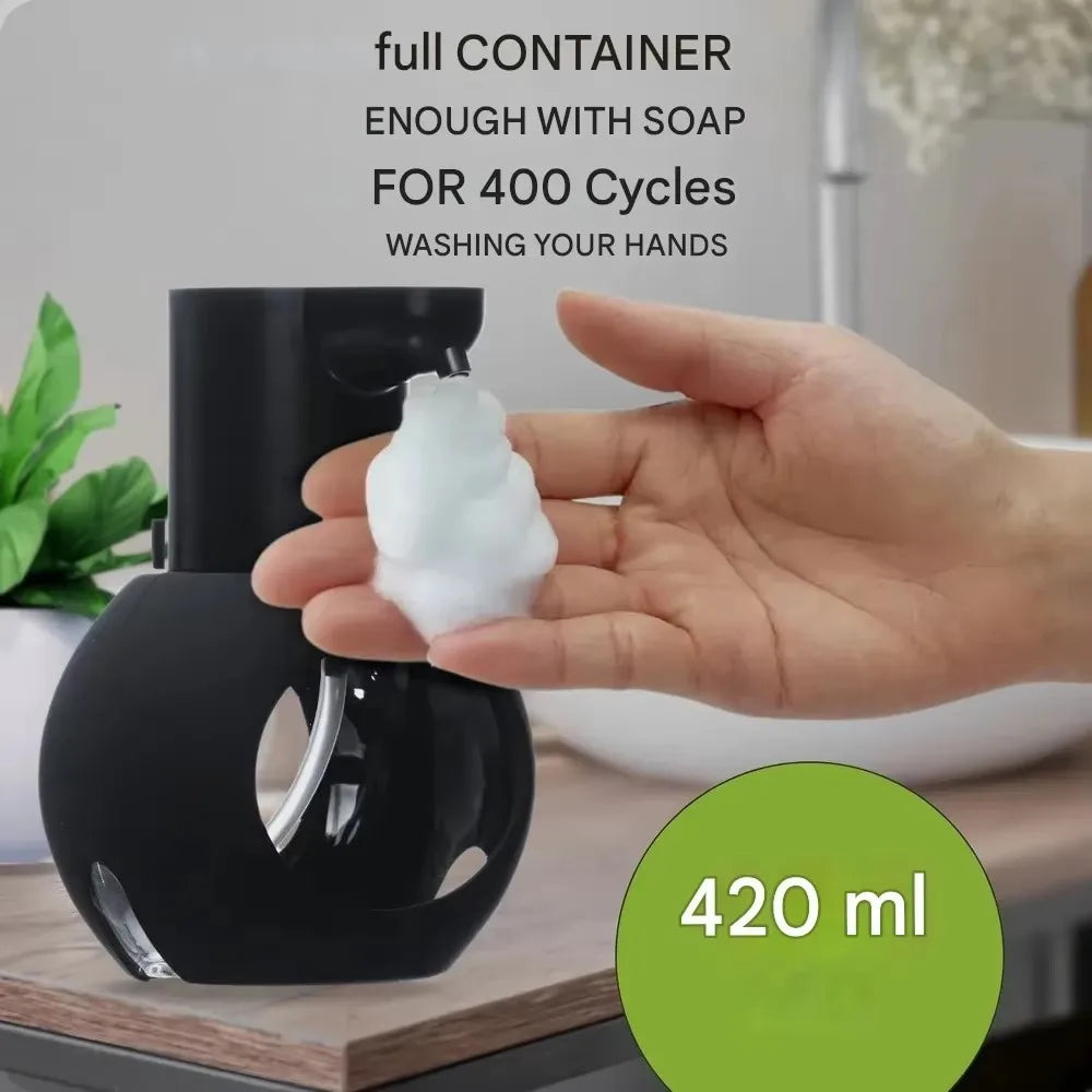 Dispensador automático de jabón 2025 de 420 ml, dispensador de espuma, sensor táctil, dispositivo de lavado de manos con carga USB, montado en la pared