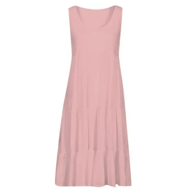 Summer Women Casual Solid Mini Dress 2026  Elegant Sleeveless Ruffles Loose Short Dress Beach Party Sundress Oversize Streetwear