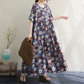 THHONE Vestido Feminino Summer Dresses for Women 2025 Bohemian Holiday Floral O Neck Short Sleeve Casual Print Women's Clothes