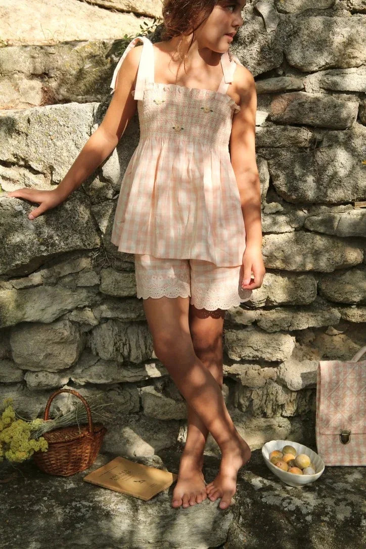 Children's Dress 2026 Summer New Product BD Girls Pastoral Embroidery Wrap Bubble Sleeve Shirt Skirt Princess Dress