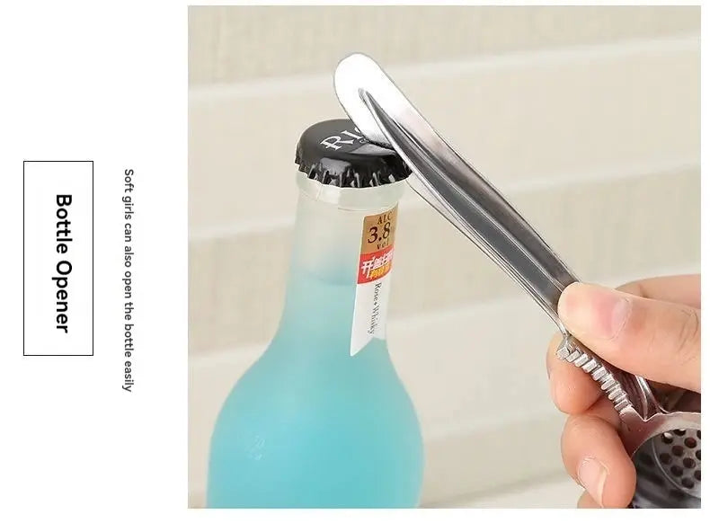 Prensa de ajos antideslizante, espesada, clip de ajo multifuncional de aleación de zinc y acero inoxidable, punzón de ajo manual tipo tirador