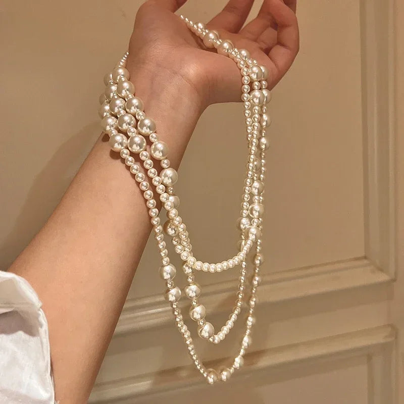 Multi-Layer Imitation Pearl Bead Necklace for Women