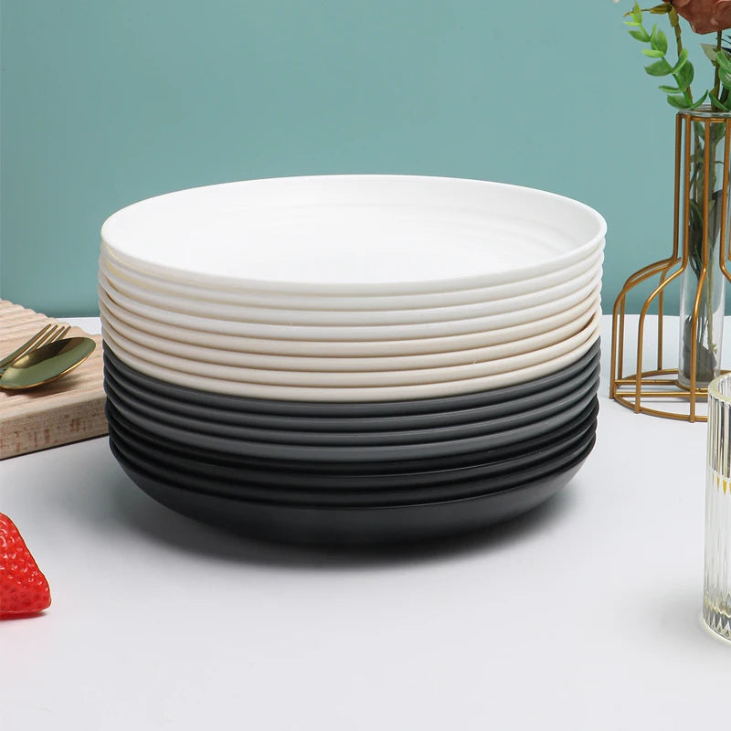 4/16pcs Plastic Plates (9 Inches in Diameter) Are Reusable and Suitable for Home Kitchens for Snacks, Desserts