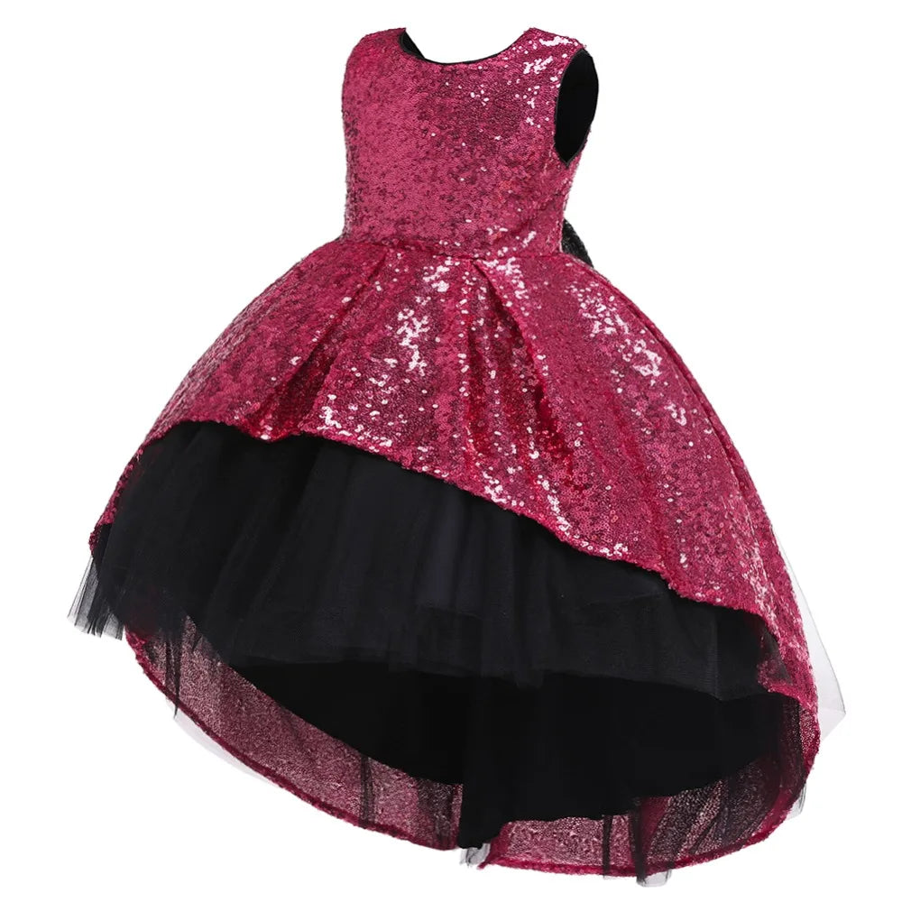 4-10 years Girls Dress Summer Baby Girls Flower sequins Dress High quality Party Princess Dress Kids Cotton Party girls Clothing