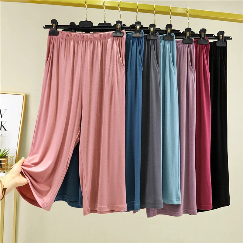 Modal Wide Leg Pants Women's Summer Loose Shorts Thin Casual Pants plus Size Sports Pants Wide Leg Pants Sleepwear