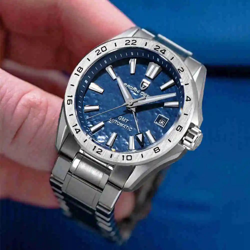 Pagani Design GMT Men's Mechanical Watch Luxury Sapphire Glass Stainless Steel Automatic Mechanical Men's Watch 100 Waterproof
