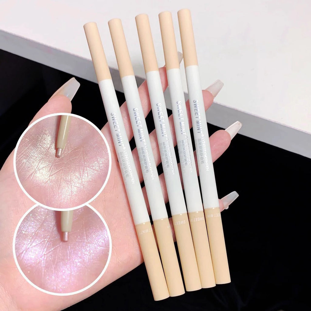 2 In 1 Liquid Eye Liner Shadow Pen Ultra Glitter Eyeliner Pencil Lasting Korean Eyes Makeup High Gloss Pigment Silkworm Gel Pen