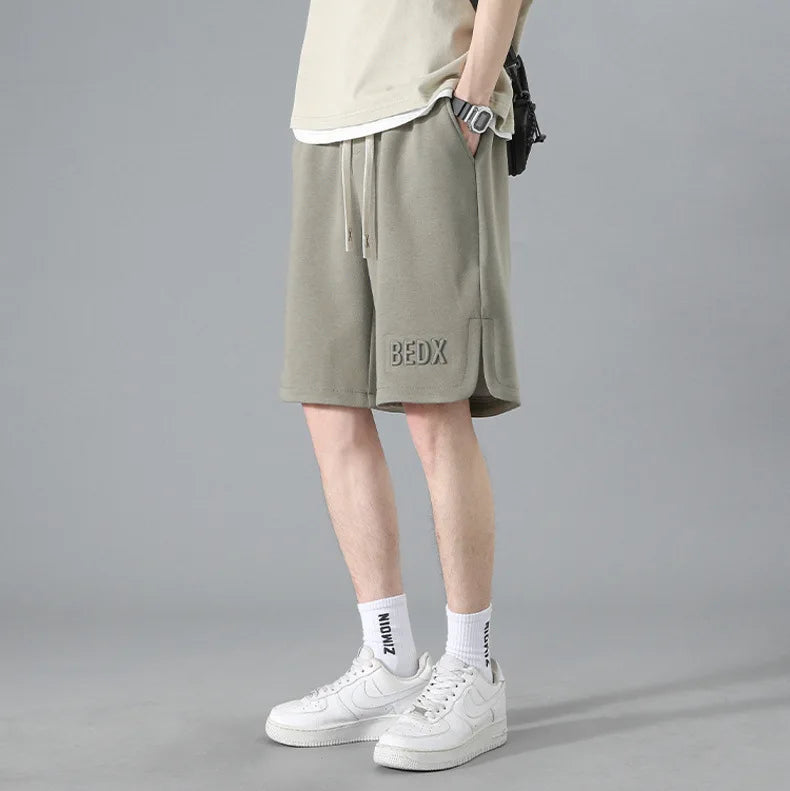 American Style Men's Summer Thin Sporty Loose Fit Casual Shorts Five-Quarter Polyester Fiber Straight Leg Street Style