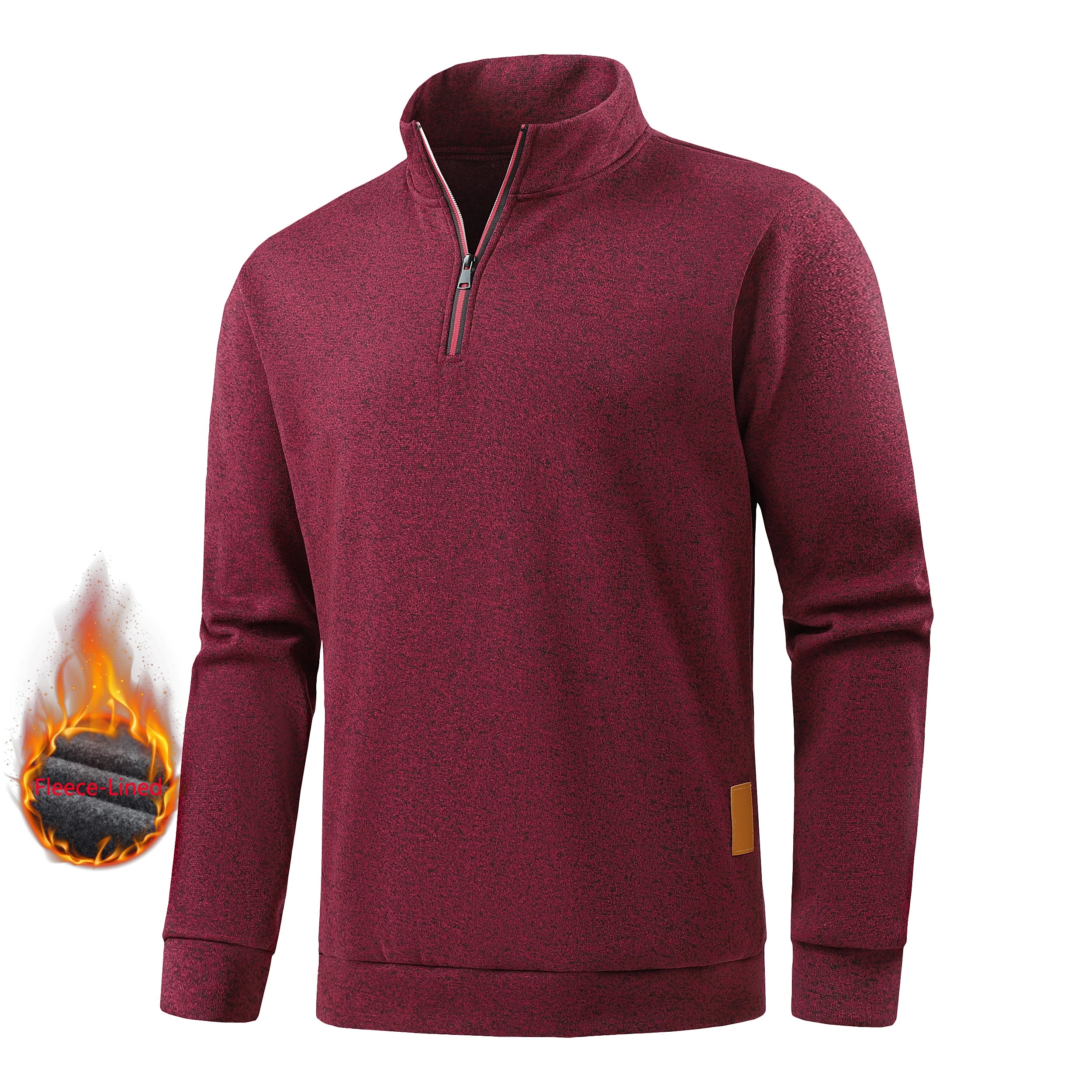 Mens Autumn Half Zip Sweatshirt With Warm Fleece Lining Long Sleeve Pullover Streetwear