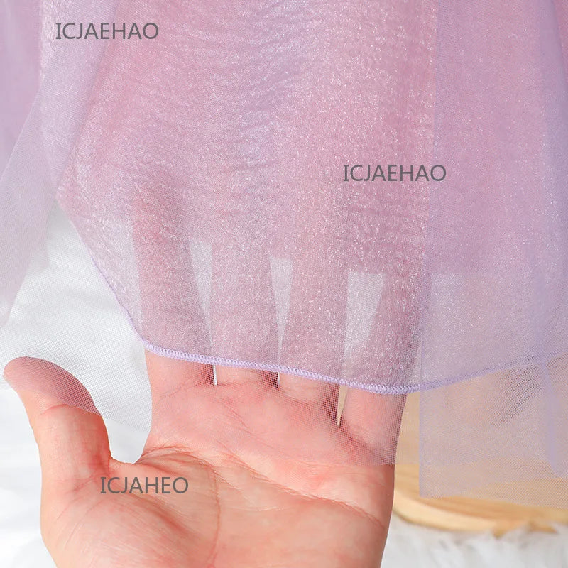 2025 Party Dress Vestido Children Girls Princess Tutu Gown Banquet Piano Host Dresses Outfit Costume New Matching Kids Birthday