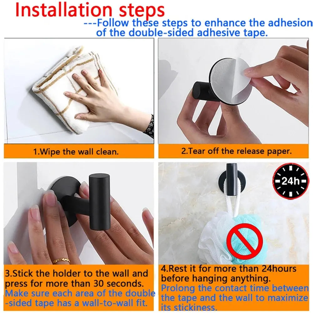 Ganchos Autoadhesivos de Acero Inoxidable Adhesivos de Pared Ganchos Colgantes Soporte para Abrigos Llaves Toallas Bolsos Sombreros Accesorios de Almacenamiento para el Hogar