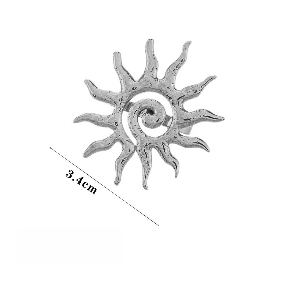 Fashion Vintage Chic Sun Shaped Pendant Necklace Stainless Steel Earrings Statement Fashion Jewlery Accessories