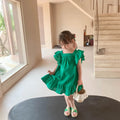 Bear Leader Summer Flying Sleeve Dress For Girls With Ruffle Back Bowknot A Line