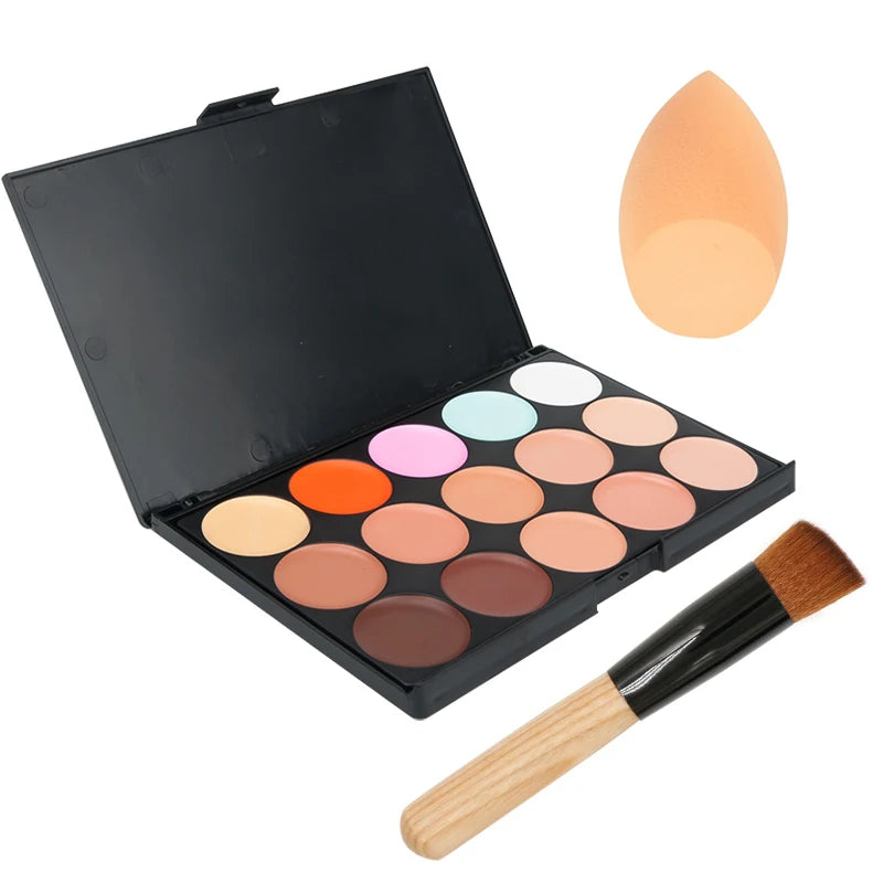 Paleta de correctores de 15 colores, camuflaje, crema, contorno, kit de maquillaje profesional para todos los tonos de piel