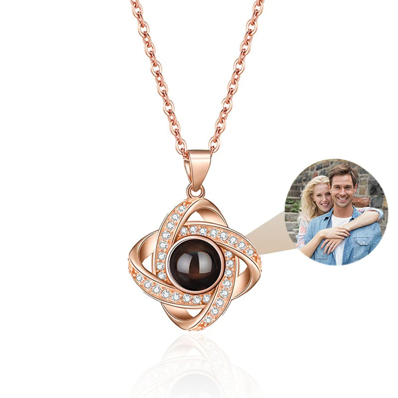 Custom Photo Projection Necklace With I Love You In 100 Languages Personalized Gift For Women