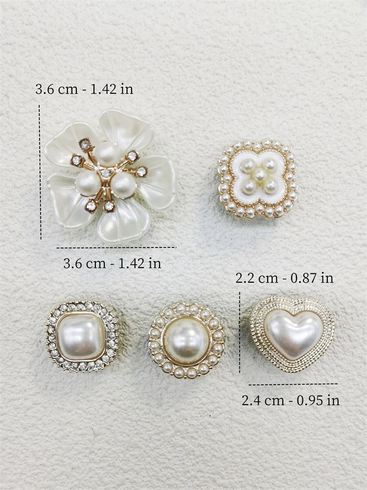 10Pcs Shoe Charms Abs Decorations Accessories Diy Ornament Pins For Clog Buckle Lady Garden Shoes Elegant Pearl Floral Design
