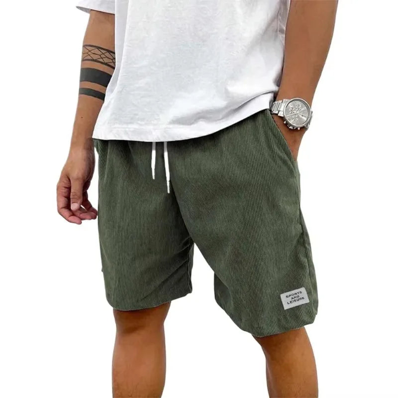 ANIMAL GAME Men's Corduroy Shorts - Solid Casual Elastic Waist