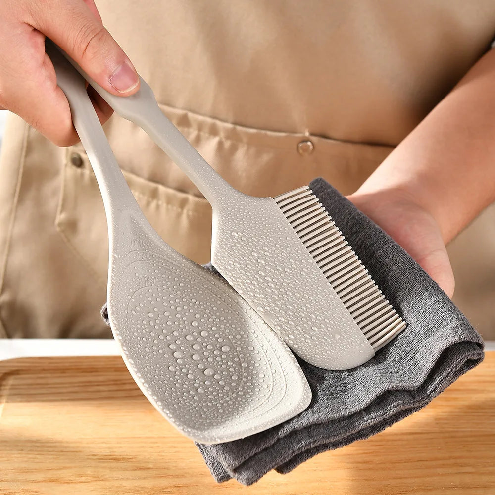 Silicone Kitchen Mixing Spoon - Non-Slip Grip Scraper Utensil
