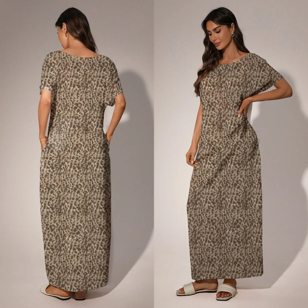 Summer Woman Dress Off Shoulder Floral Print Long Dresses Women's Summer Digital Print Maxi Dress Oversized Short Sleeve Casual