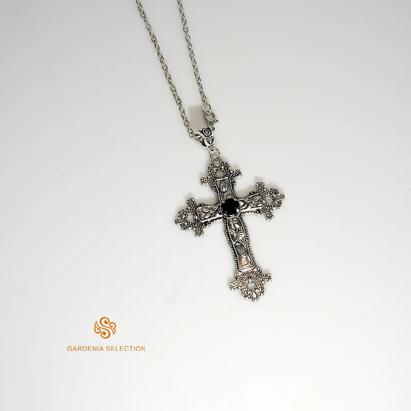 Punk Crystal Cross Pendant Necklace Gothic Clavicle Necklace Aesthetic Jewelry Men'S Women'S'S Gifts