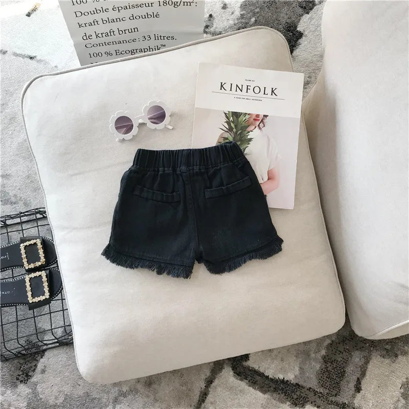 Girls Denim Shorts 2026 Summer 1-7Y Kids Short Jeans Solid Color Fashion Comfotable Clothing with Korean Style Pants