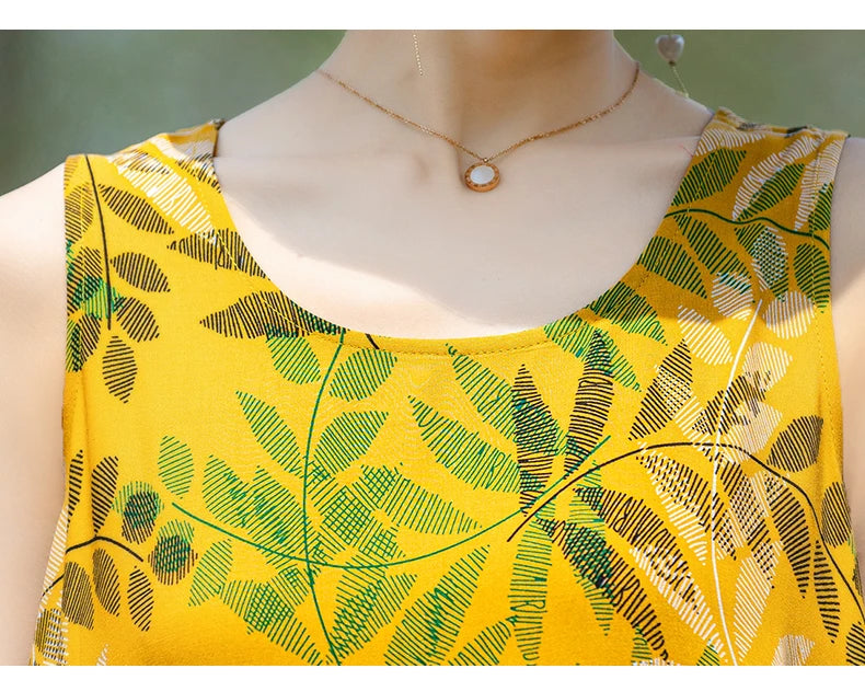 New Women Summer Dresses Vintage Dress FashionRobe Plus Size Sleeveless Femme Casual Print Dresses