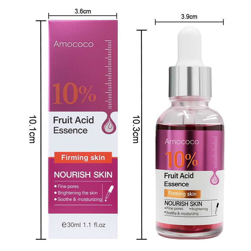 Amococo 2pcs Facial Serum Ceramide Essence 5% Fruit Acid Essence 10% Face Moisturizer Serum with Hyaluronic Acid Hydrating Brightening Skin Care Essence Lightweight Daily Skincare for Women Men 30ml