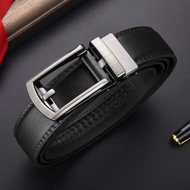 Men's Click Belt Business Luxury Designer Brand Genuine Leather Belts Jeans Automatic Adjustable Alloy Buckle Waist Straps Belts