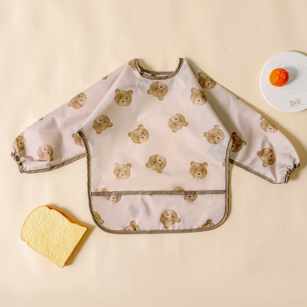 Elinfant Long Sleeve Waterproof Feeding Bibs for Babies Easy Clean Washable Burp Cloth