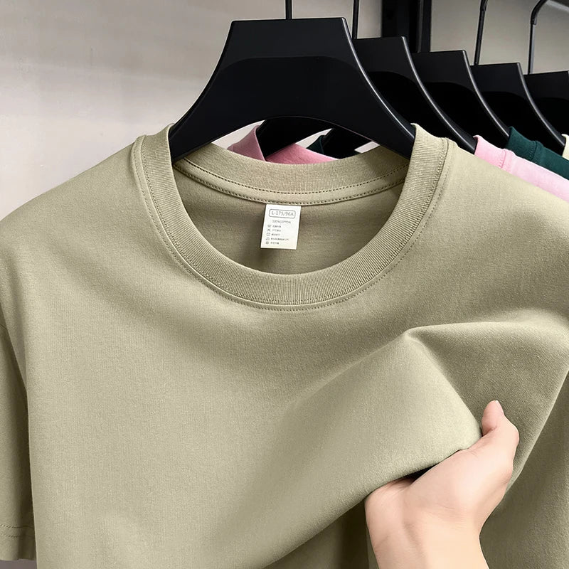 Men's 100% Cotton Short Sleeve T-Shirt - Casual Solid Color O-Neck