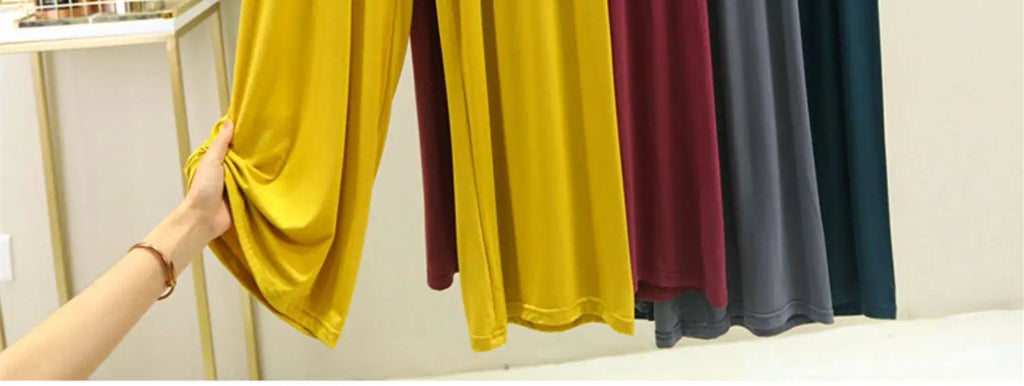 AINICEXIN Women's Wide Leg Pants - High Waist Casual Modal Trousers