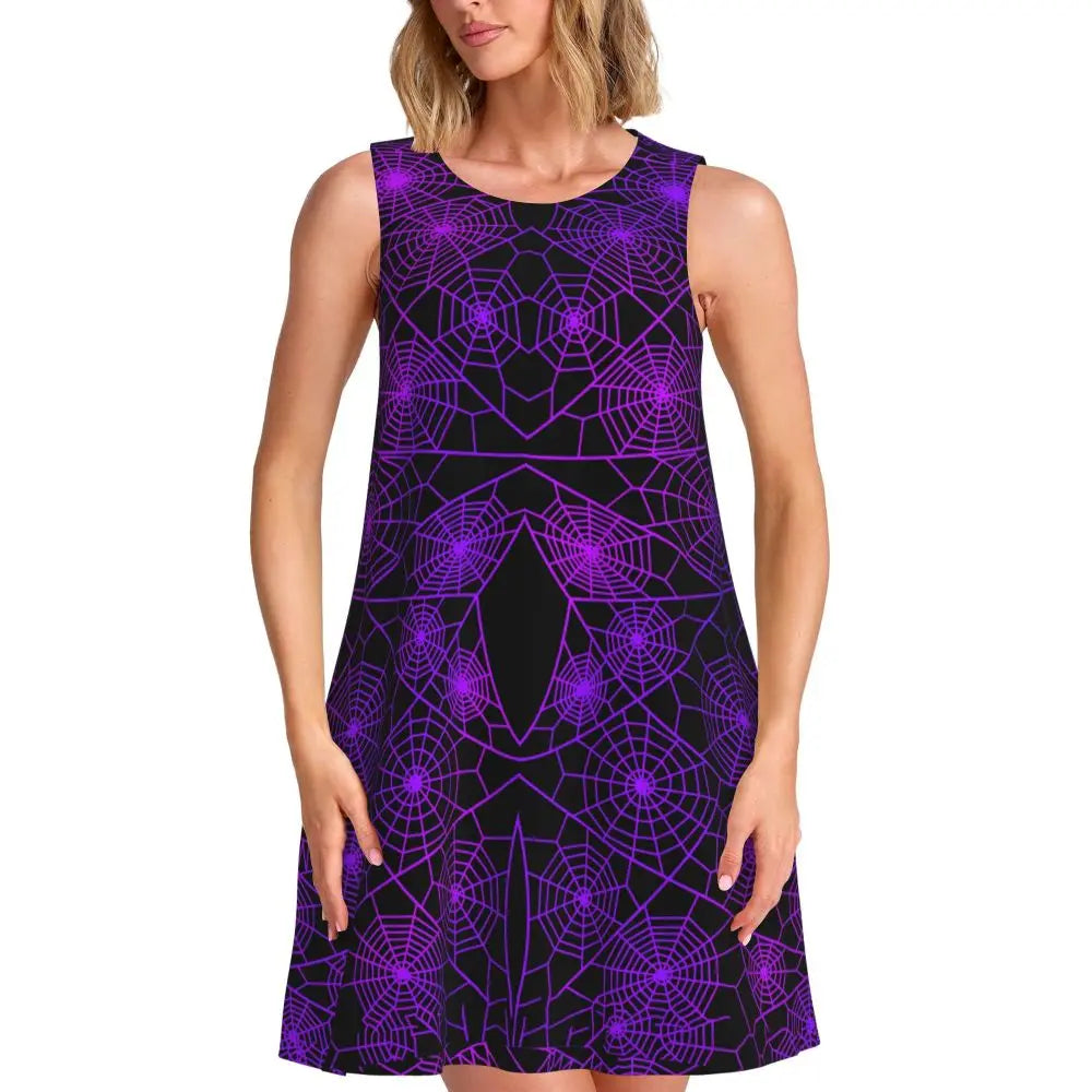 Shiny Graffiti Casual Dress Colorful Print Sleeveless Boho Dresses Women O Neck Street Fashion Dress Day Print Vestidos Present