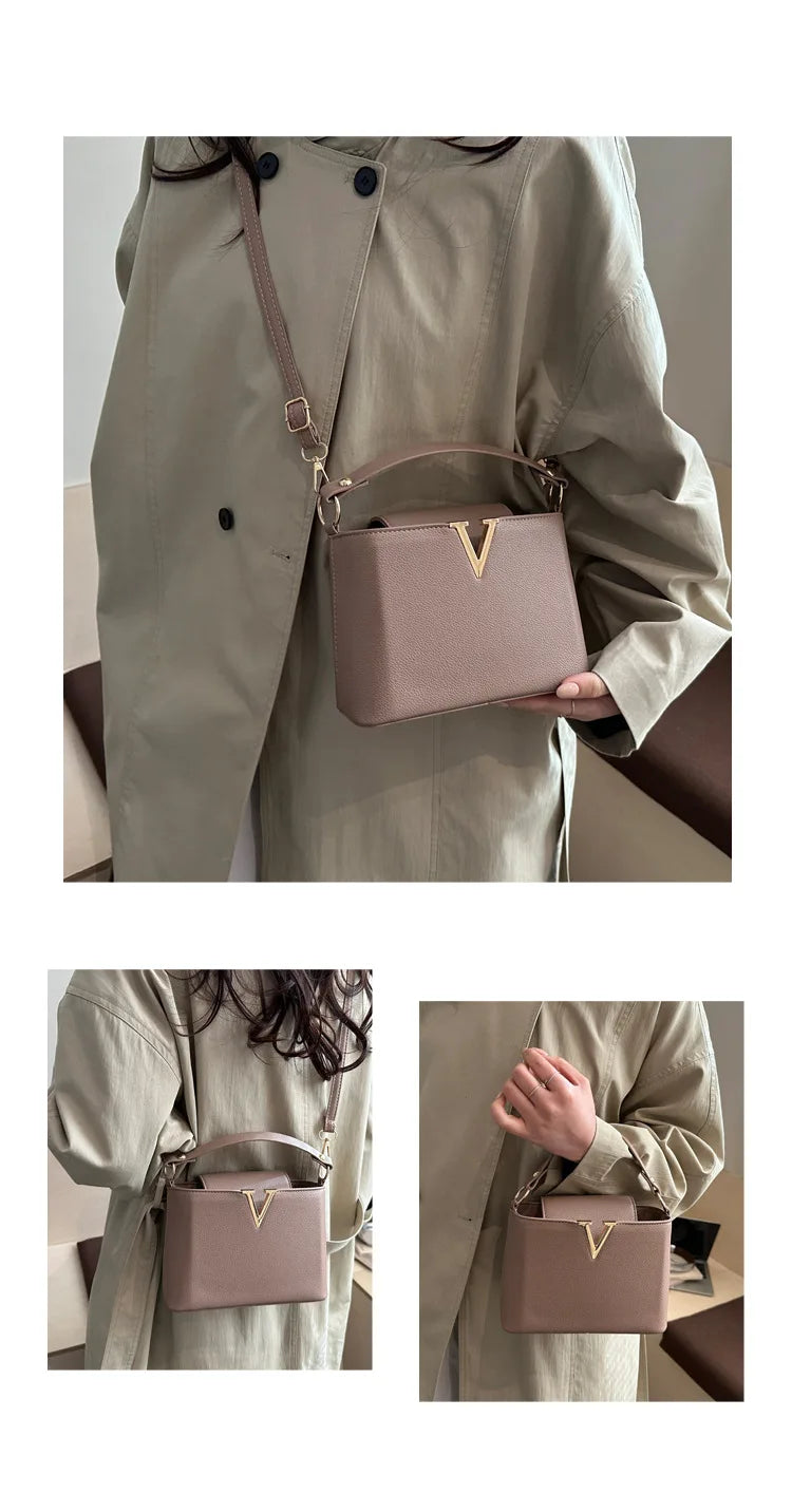 Minimalist Square Shoulder Bag - Women's PU Crossbody Handbag