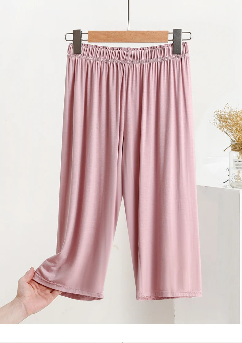 Modal Loose Sporty Summer Sleepwear Women's Casual Pants Straight Leg Wide Leg Big Size Thin Short Shorts Home Comfortable