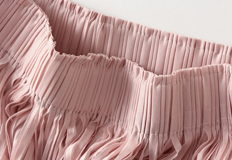 Luxury Multi Solid Colors Pleated Skirt for Women's Large Hem Folds A-line Skirts Female 2025 Loose Fashion Skirts Casual 0666