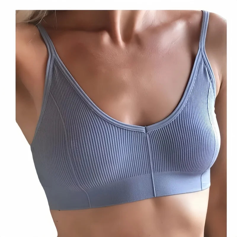 Seamless Tube Top Women's Ribbed V-Neck Wireless Bralette U-Back Daily Wear Bra Sexy Lingerie Adjust Straps Sports Underwear M-L